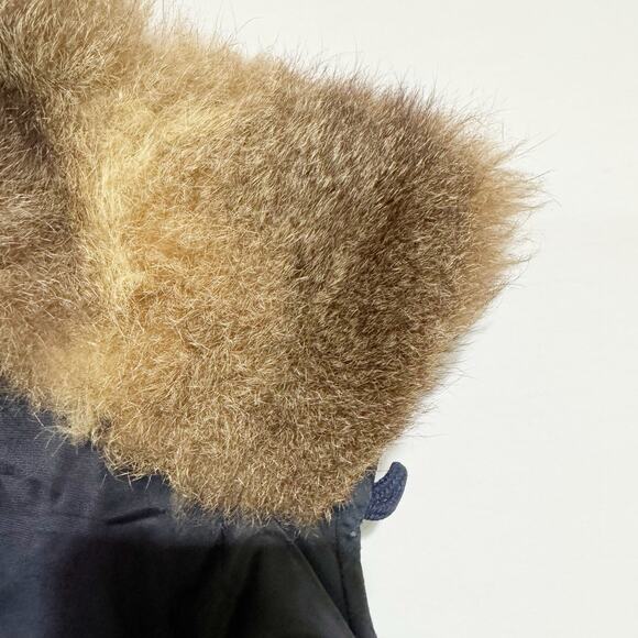 VAN JAC Japanese Brand Vintage Airline Parka Jacket Navy Blue Fur Hood Medium - Picture 9 of 9